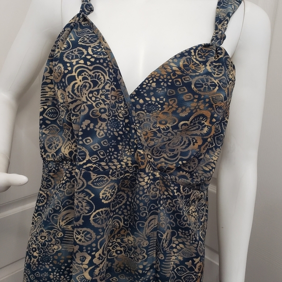 Dex Blue & Gold Boho Bohemian Dress Size Medium - Picture 2 of 9